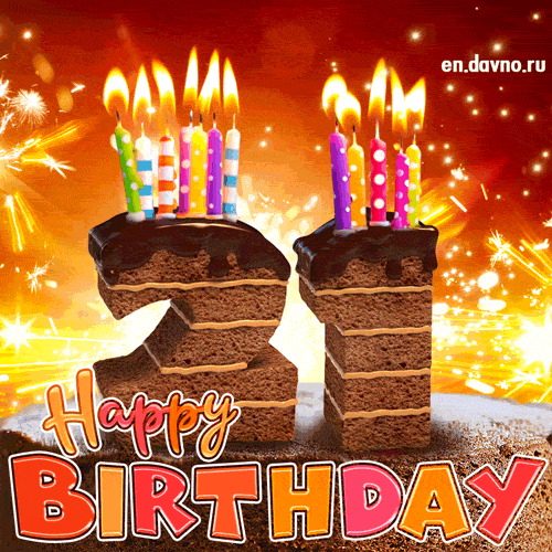21st Birthday Card - Chocolate Cake and Candles | Funimada.com