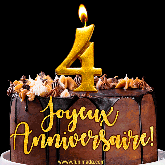 Gâteau d'anniversaire avec bougies GIF – 4 ans