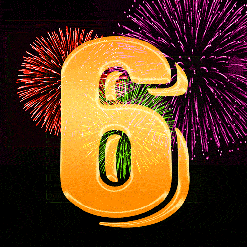 Number 6 GIF. Golden number 6 and animated fireworks. — Download on  Funimada.com