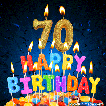 Best Happy 70th Birthday Cake With Colorful Candles Gif Download On Funimada Com