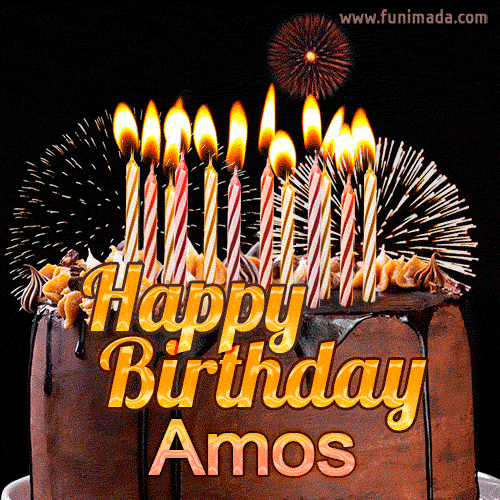 Chocolate Happy Birthday Cake for Amos (GIF) | Funimada.com