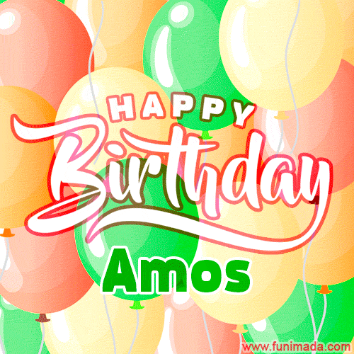 Happy Birthday Image for Amos. Colorful Birthday Balloons GIF Animation ...