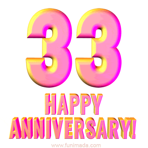 Happy 33rd Anniversary 3D Text Animated GIF | Funimada.com
