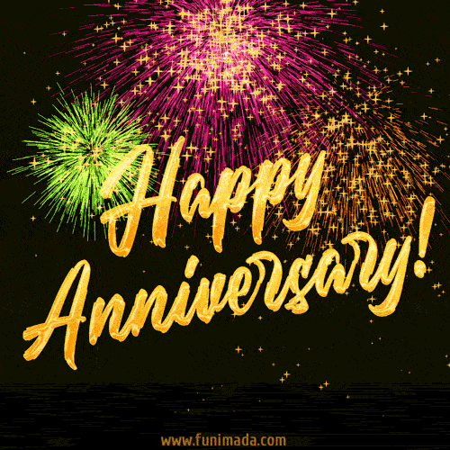 Animated Anniversary GIF. Beautiful colorful fireworks on black background.  - Download on 