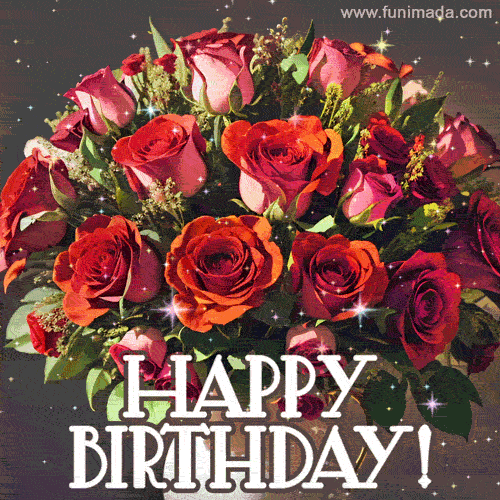 A bouquet of red roses in a white vase on the dark background birthday cards