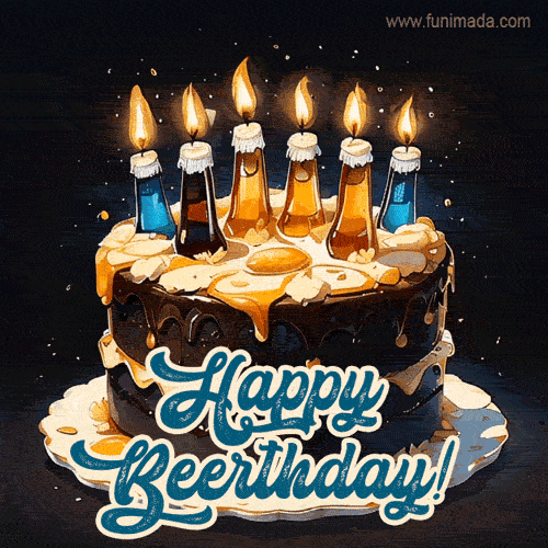 Happy Beerthday! Beer bottles cake funny GIF on his birthday.