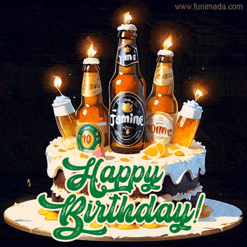 Original animated happy birthday beer cake for him