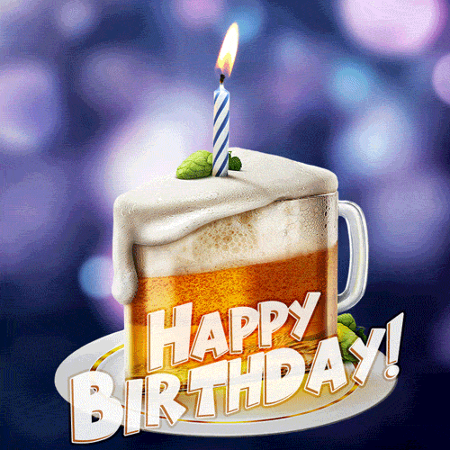 Funny Animated Happy Birthday Gif For Him Beer Cake With A Candle Download On Funimada Com