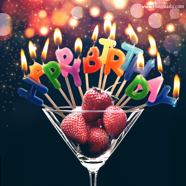 Download Our New Happy Birthday Gif For Her With Candles And Strawberry Download On Funimada Com