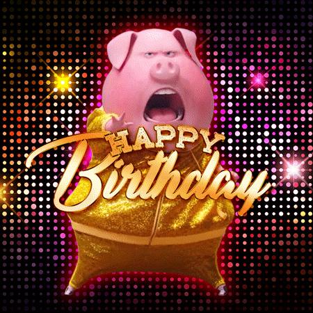 Funny Dancing Pig Happy Birthday Animated GIF. 