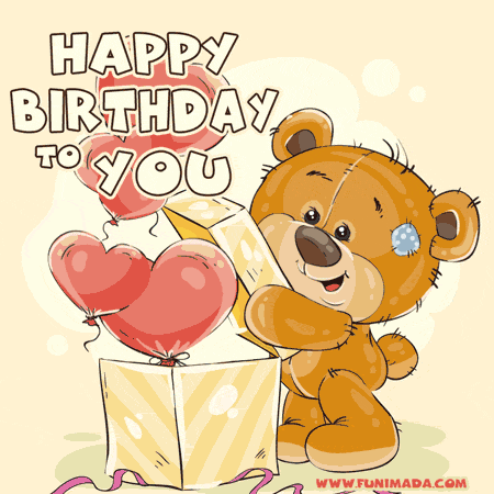 happy birthday teddy bear animation