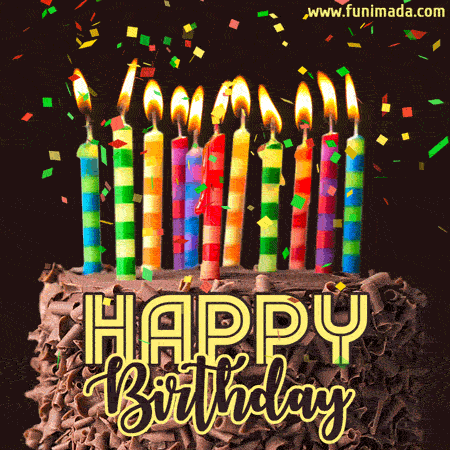 Beautiful Happy Birthday Cake, Candles and Confetti | Funimada.com