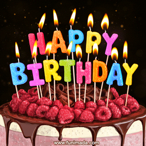 Fantastic raspberry birthday cake animated happy birthday greeting