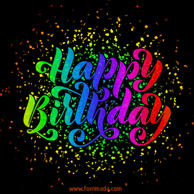 Amazing Confetti and Animated Rainbow Fill Happy Birthday Lettering GIF ...
