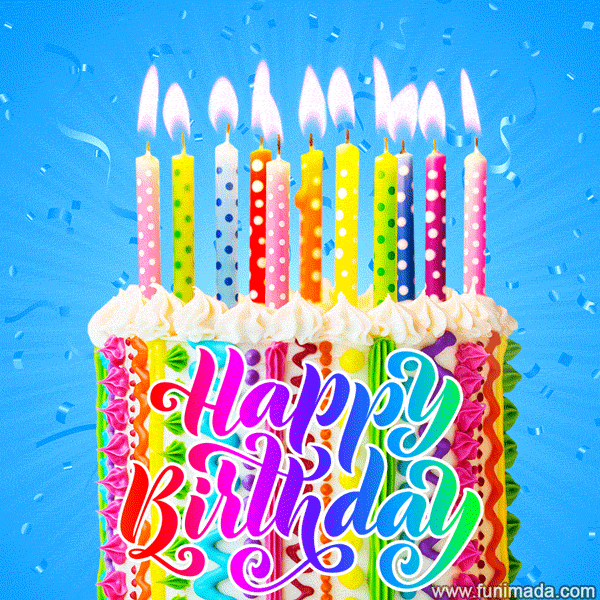 Colorful Birthday Cake With Sparklers Animated GIF | SuperbWishes.com