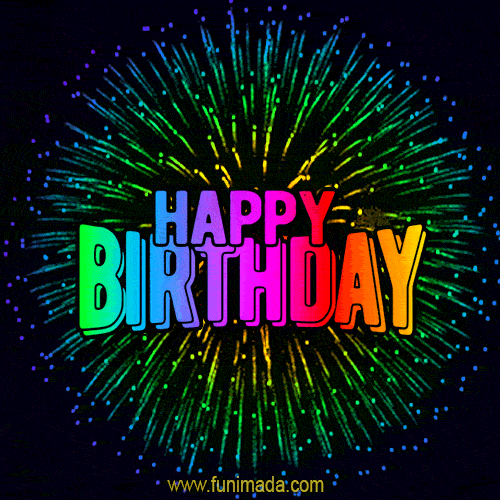New Bursting with Colors Happy Birthday Greeting Card GIF — Download on