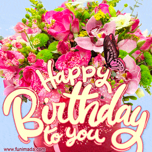 Best bouquet of flowers happy birthday greeting card gif