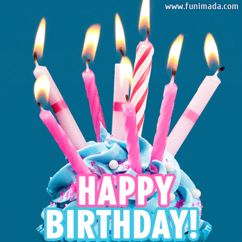 Beautiful Celebration Happy Birthday Muffin with Candles | Funimada.com