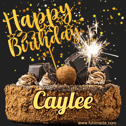 Celebrate Caylee's birthday with a GIF featuring chocolate cake, a lit ...