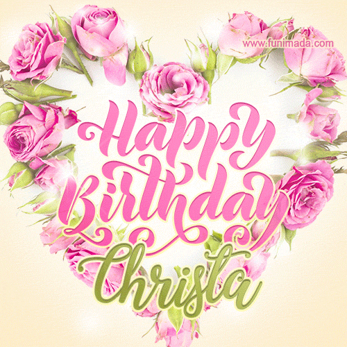 Pink Rose Heart Shaped Bouquet Happy Birthday Card For Christa Download On Funimada Com