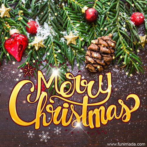 Elegant and lovely Merry Christmas lettering on green tree branches  background  Download on Funimadacom
