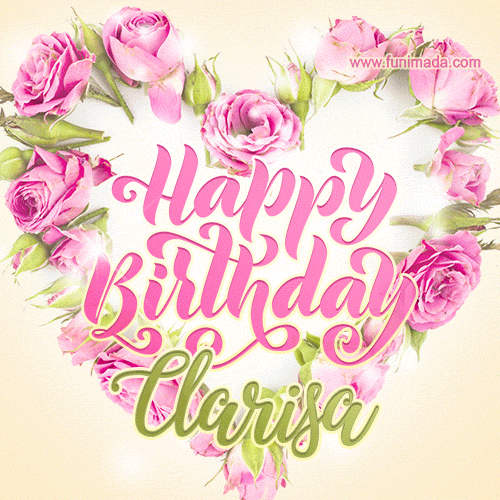 Pink rose heart shaped bouquet - Happy Birthday Card for Clarisa ...