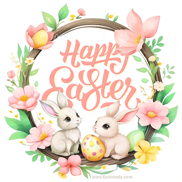easter bunny wreath and animated lettering
