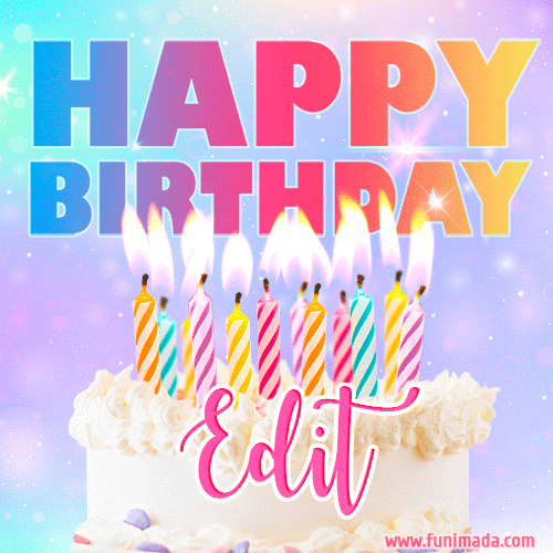 Animated Happy Birthday Cake With Name Edit And Burning Candles Download On Funimada Com