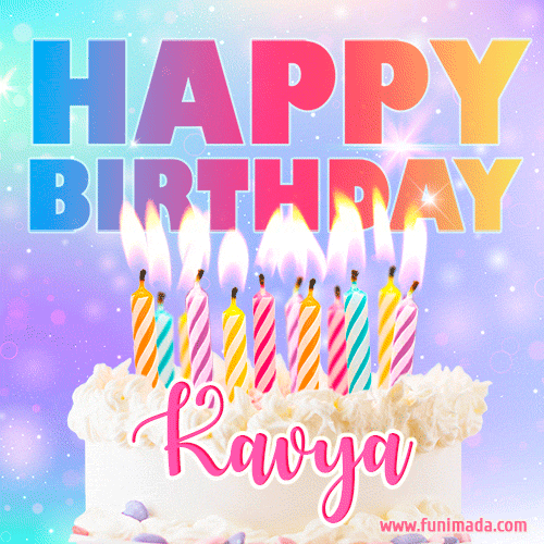 ❤️ Red White Heart Happy Birthday Cake For Kavya