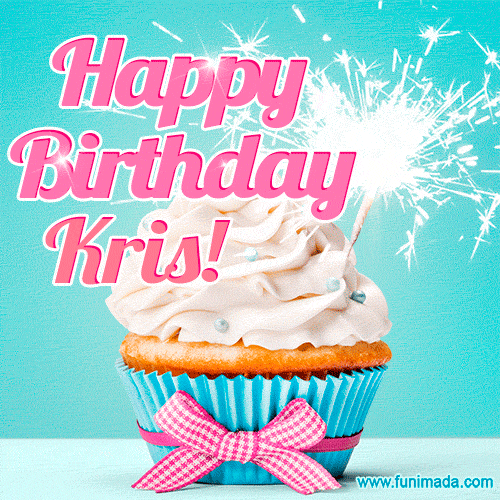 Happy Birthday Kris Elegang Sparkling Cupcake Image — Download On