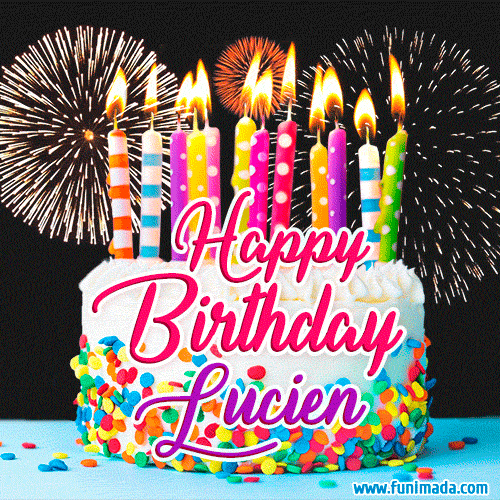 Amazing Animated Gif Image For Lucien With Birthday Cake And Fireworks Download On Funimada Com