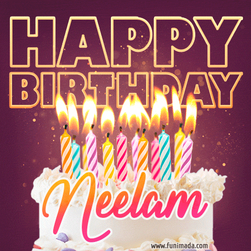 Happy Birthday Neelam Candle Fire - Greet Name