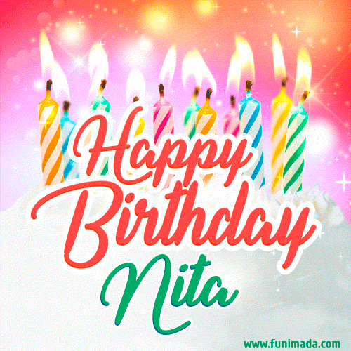 Nita - Animated Happy Birthday Cake GIF Image for WhatsApp — Download on  Funimada.com