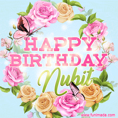 Beautiful Birthday Flowers Card For Nubit With Glitter Animated Butterflies Download On Funimada Com