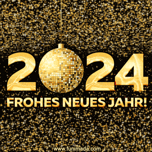 Frohes neues Jahr 2024! Goldener SternenstaubEffekt GIF.