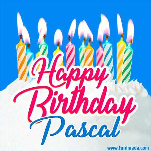 Happy Birthday Gif For Pascal With Birthday Cake And Lit Candles Download On Funimada Com