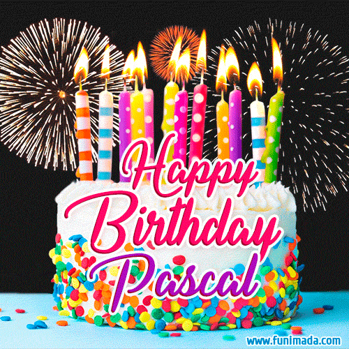 Amazing Animated Gif Image For Pascal With Birthday Cake And Fireworks Download On Funimada Com