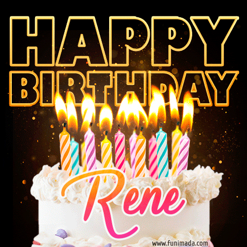 Rene Animated Happy Birthday Cake Gif Image For Whatsapp Download On Funimada Com