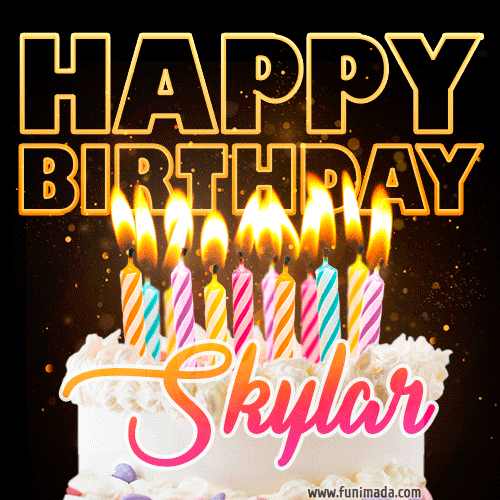 Skylar - Animated Happy Birthday Cake GIF for WhatsApp | Funimada.com