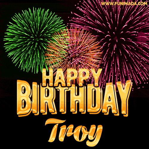 Wishing You A Happy Birthday Troy Best Fireworks Animated Greeting Card