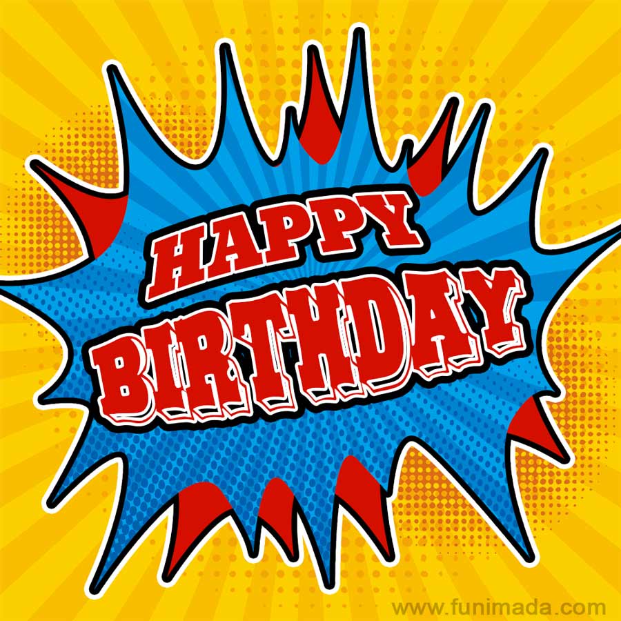 Comic Style Happy Birthday Animated video Card - Download Video on ...