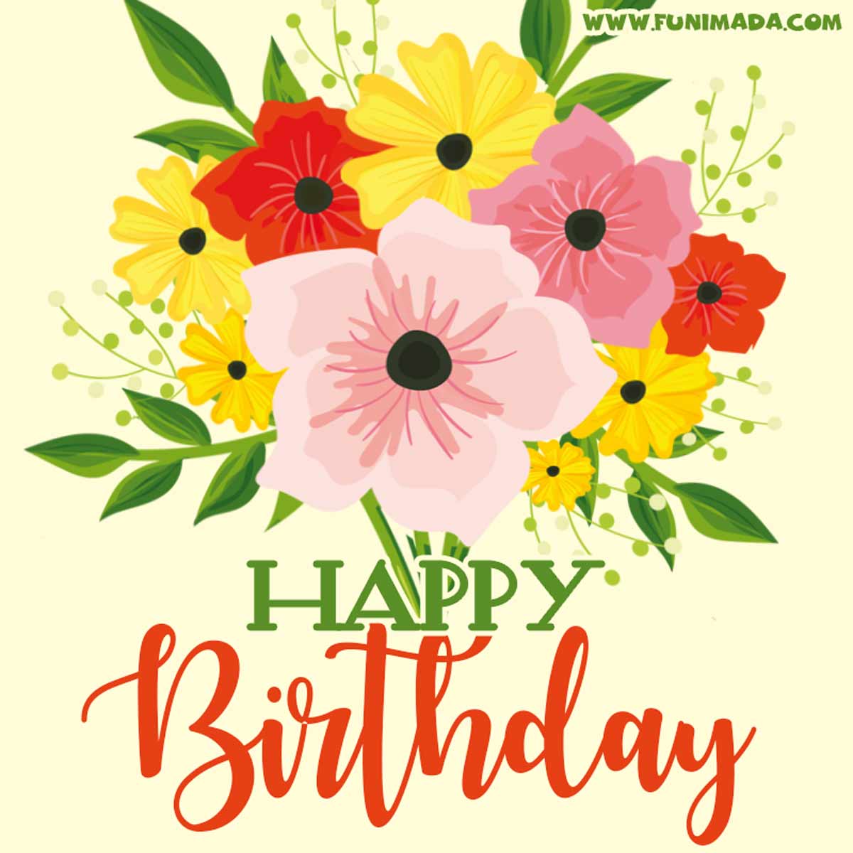 Flower Bouquet Happy Birthday Card (video) - Download Video on Funimada.com