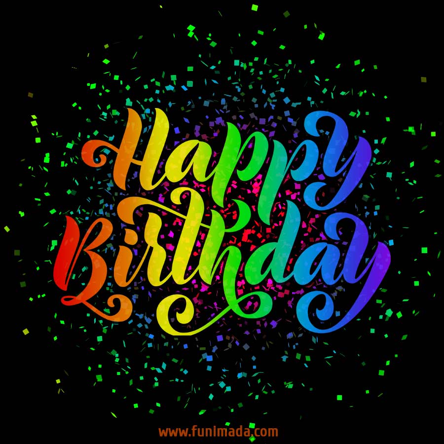Amazing Rainbow Confetti Happy Birthday Typography video - Download ...
