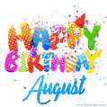 Happy Birthday August - Colorful Animated Floating Balloons Birthday ...